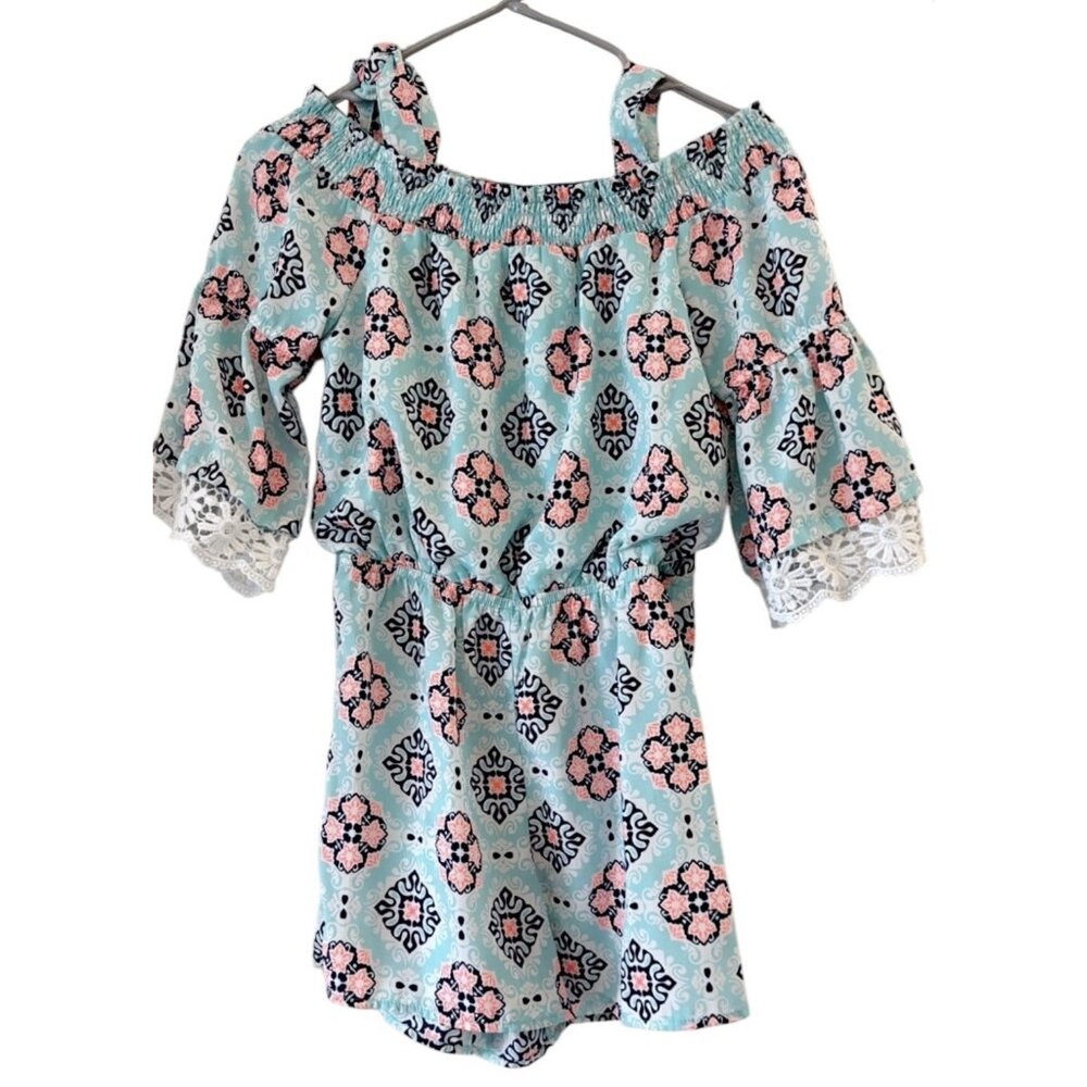 My Michelle Girls Cold Shoulder Romper,  Size Large